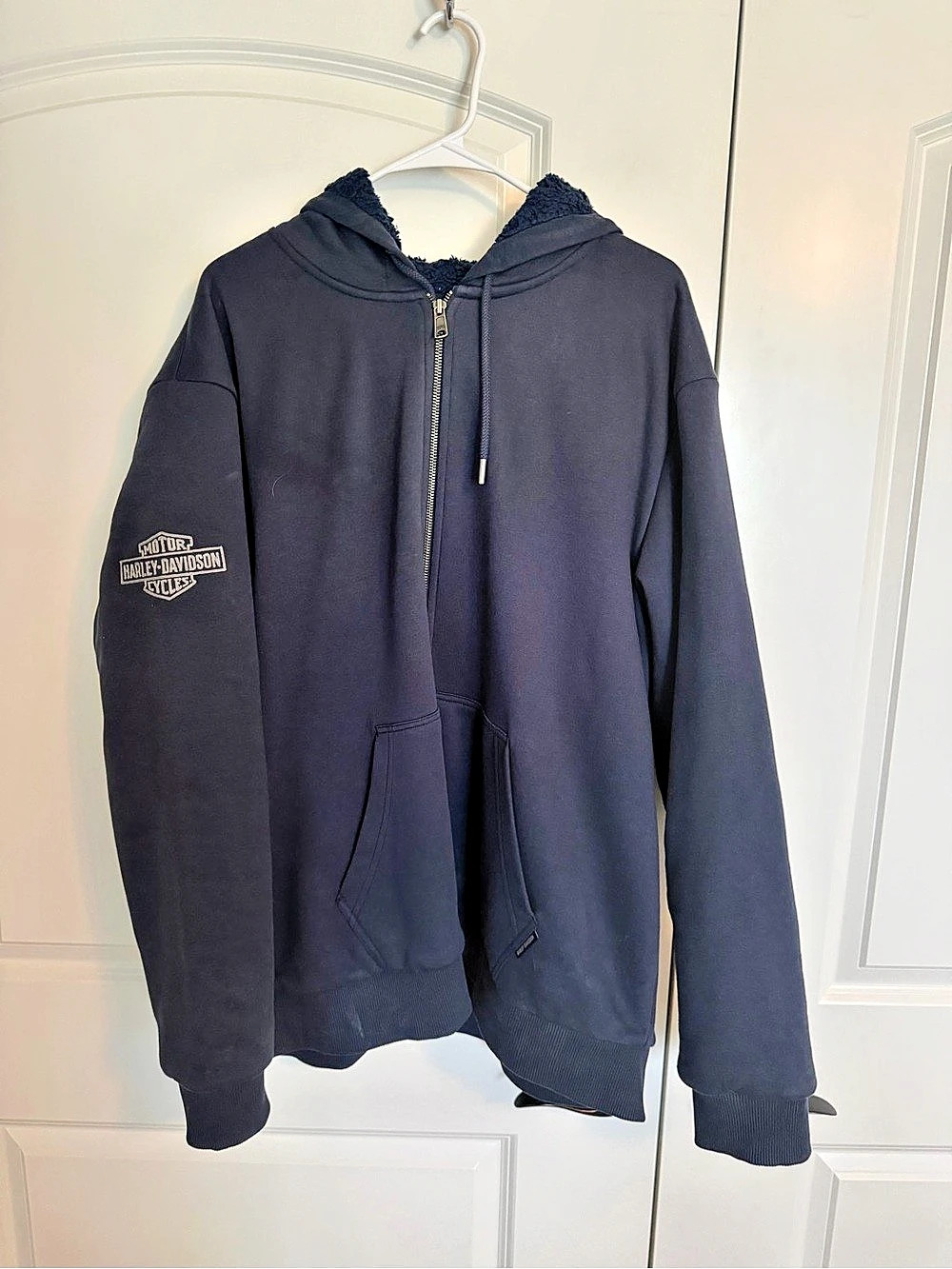 Harley-Davidson Full-Zip Fleece Lined Hoodie in Blue Size X-Large Like New